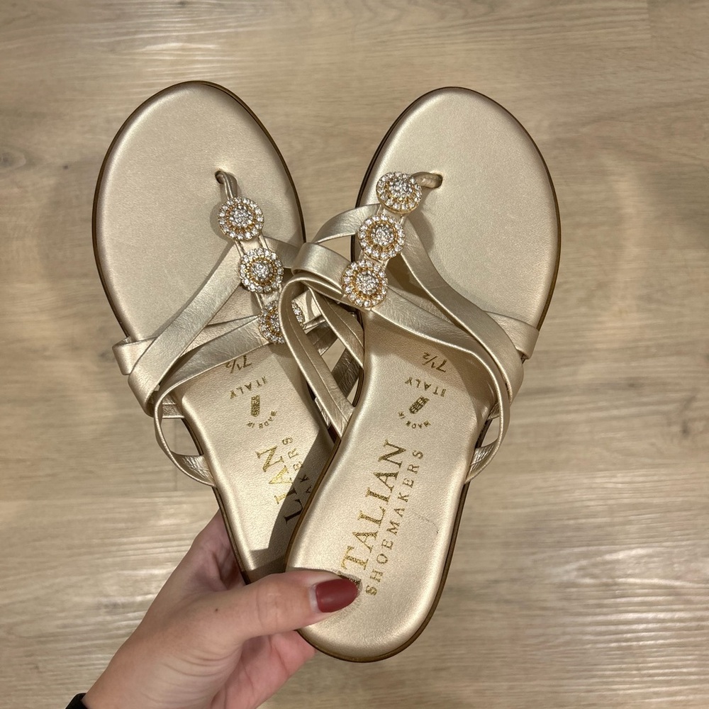Italian Shoemakers Gold Embellished Sandals